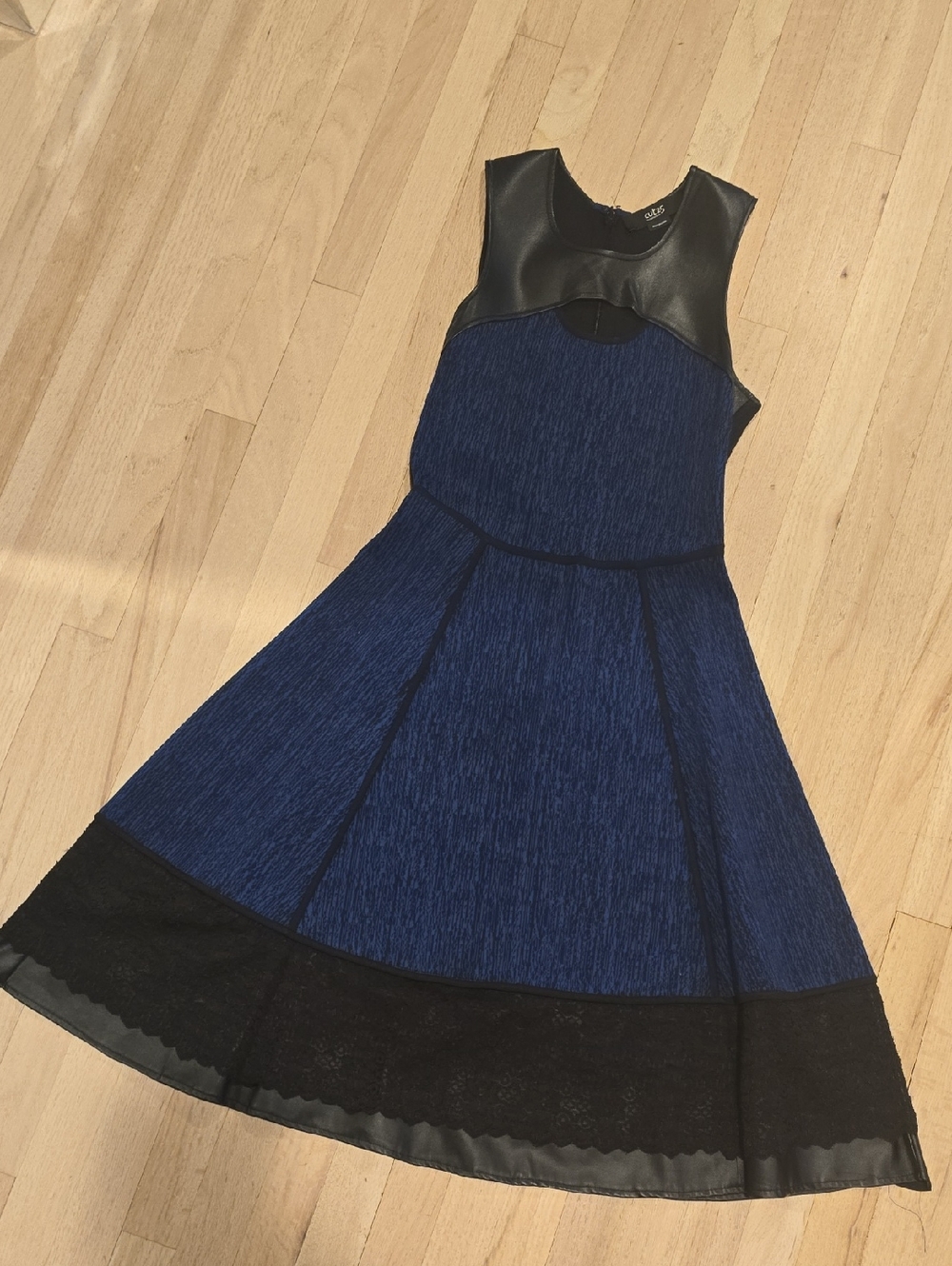 Cut25 by Yigal Azrouel Blue and Black Fit-and-Flare Dress